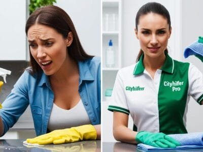 Professional Cleaner using a microfiber cloth in Germany