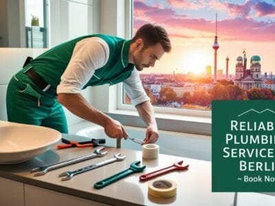 Handyman Fixing a Leaking Pipe in a Berlin Apartment Kitchen in Germany